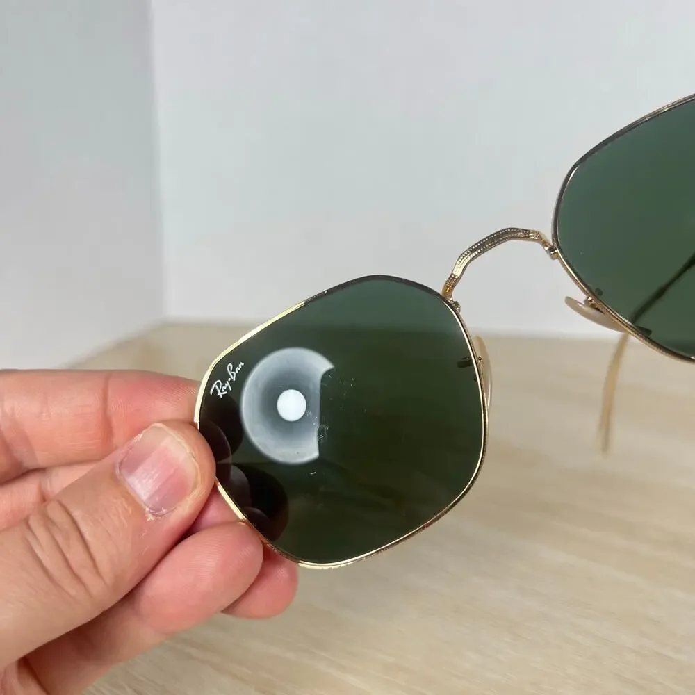Ray-Ban RB3694 Jim 001/31 Sunglasses Green Tint Gold Metal 53-20-145 Italy